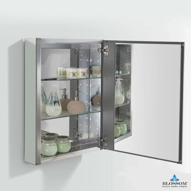 Blossom MC7 Aluminum Frameless Medicine Cabinet – Recessed or Surface Mount - Quality Home Distribution