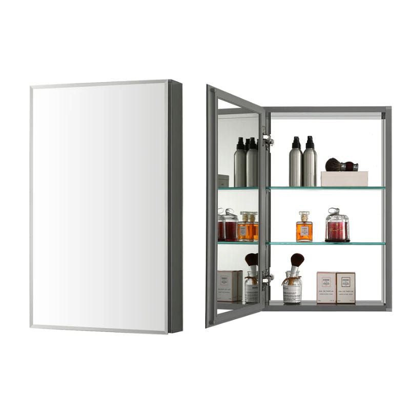 Blossom MC8 Aluminum Beveled Medicine Cabinet – Triple Mirror with Soft-Close Hinges - Quality Home Distribution