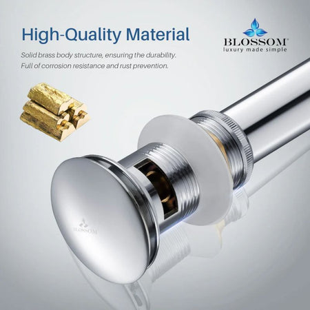 Blossom 1-1/4" Premium Brass Pop-Up Sink Drain with Overflow - Quality Home Distribution