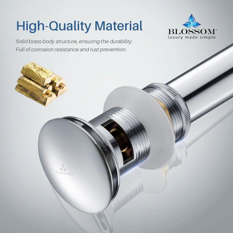 Blossom 1-1/4" Premium Brass Pop-Up Sink Drain with Overflow - Quality Home Distribution