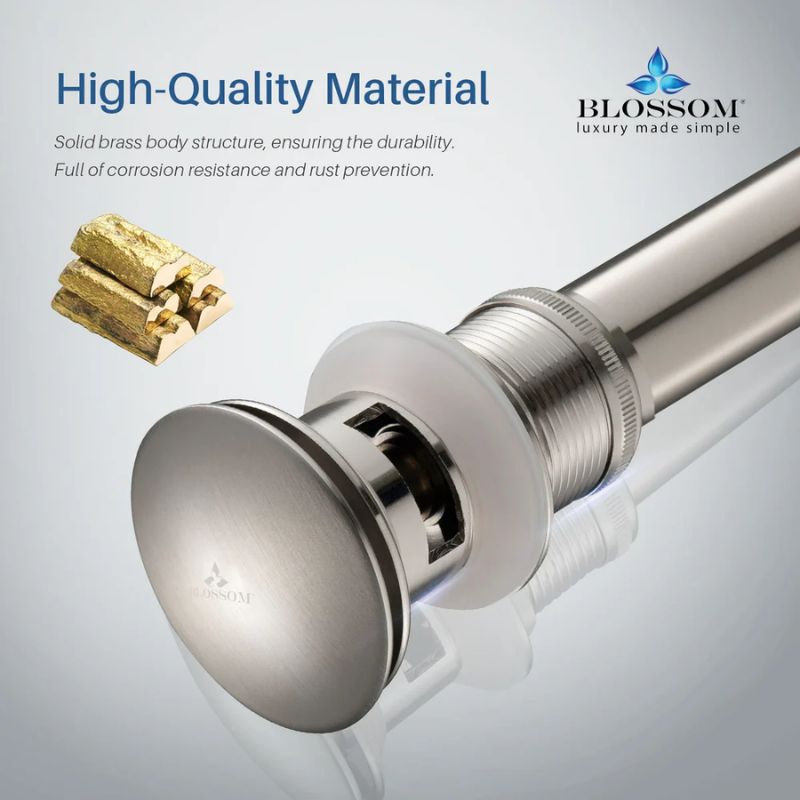 Blossom 1-1/4" Premium Brass Pop-Up Sink Drain with Overflow - Quality Home Distribution