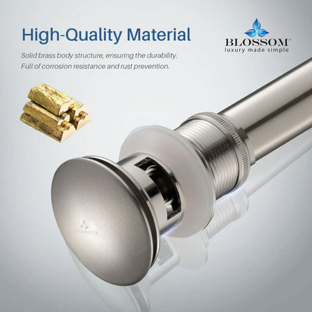 Blossom 1-1/4" Premium Brass Pop-Up Sink Drain with Overflow - Quality Home Distribution