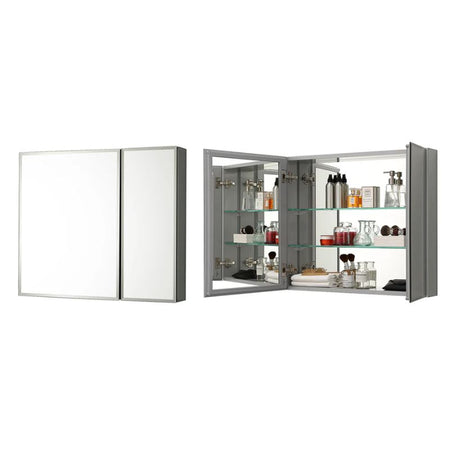 Blossom MC8 Aluminum Beveled Medicine Cabinet – Triple Mirror with Soft-Close Hinges - Quality Home Distribution
