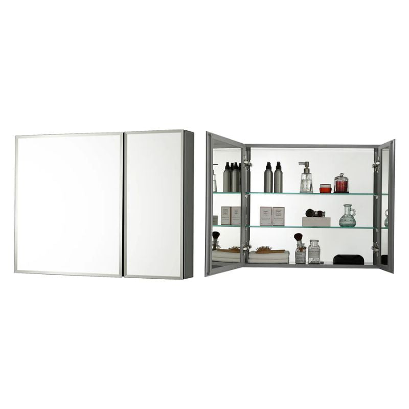 Blossom MC8 Aluminum Beveled Medicine Cabinet – Triple Mirror with Soft-Close Hinges - Quality Home Distribution