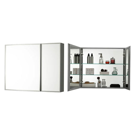 Blossom MC8 Aluminum Beveled Medicine Cabinet – Triple Mirror with Soft-Close Hinges - Quality Home Distribution