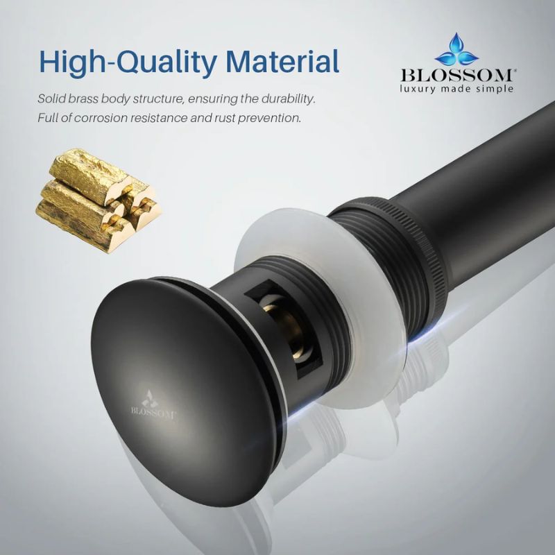 Blossom 1-1/4" Premium Brass Pop-Up Sink Drain with Overflow - Quality Home Distribution