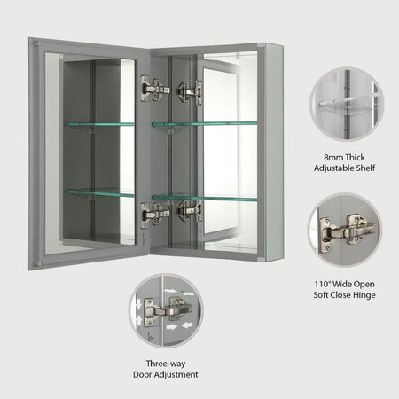 Blossom MC8 Aluminum Beveled Medicine Cabinet – Triple Mirror with Soft-Close Hinges - Quality Home Distribution