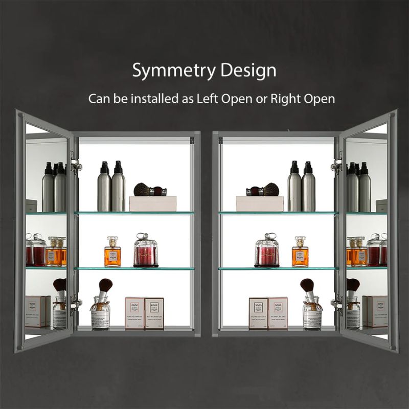 Blossom MC8 Aluminum Beveled Medicine Cabinet – Triple Mirror with Soft-Close Hinges - Quality Home Distribution