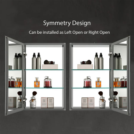 Blossom MC8 Aluminum Beveled Medicine Cabinet – Triple Mirror with Soft-Close Hinges - Quality Home Distribution
