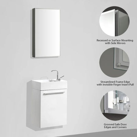 Blossom MC8 Aluminum Beveled Medicine Cabinet – Triple Mirror with Soft-Close Hinges - Quality Home Distribution