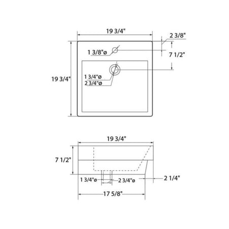 Blossom Milan 20" x 20" Square Top-Mount Ceramic Bathroom Basin - Quality Home Distribution