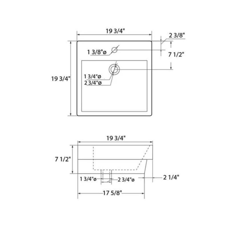 Blossom Milan 20" x 20" Square Top-Mount Ceramic Bathroom Basin - Quality Home Distribution