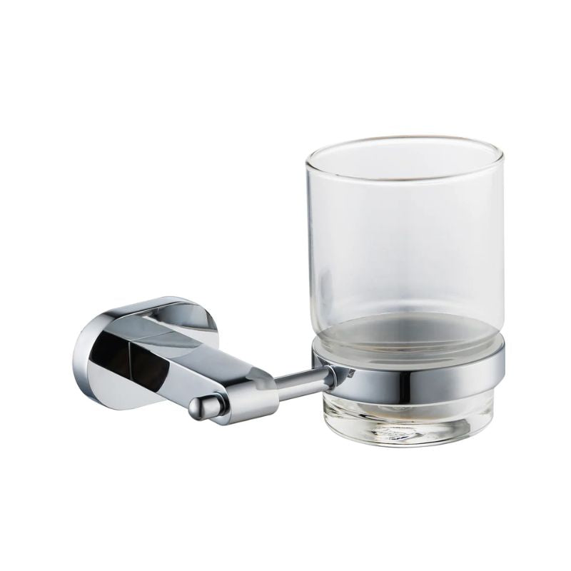 Blossom 300 Series Modern Wall-Mounted Toothbrush Holder with Clear Glass Tumbler - Quality Home Distribution
