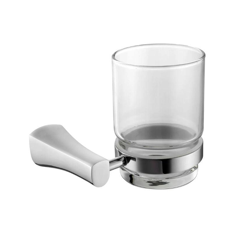 Blossom 400 Series Modern Wall-Mounted Toothbrush Holder with Clear Glass Tumbler - Quality Home Distribution