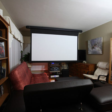 EluneVision Reference Studio 4K Motorized Tab-Tensioned Screen | 2.35:1 Cinema Scope Format - Quality Home Distribution