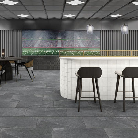 American Olean Charred Gray Constant Porcelain Tile - Rectangle Lifestyle