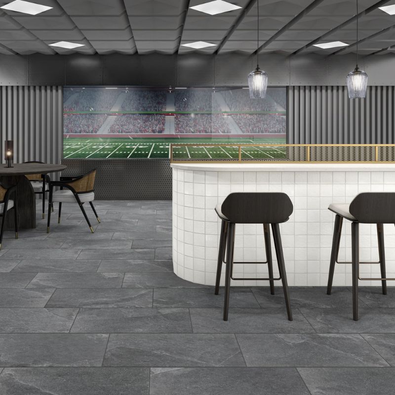 American Olean Charred Gray Constant Porcelain Tile - Rectangle Lifestyle