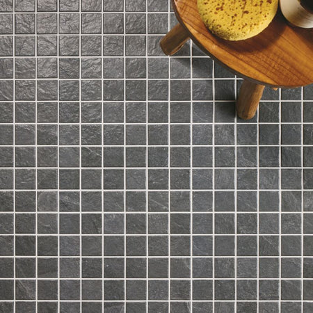 American Olean Charred Gray Constant Porcelain Tile - Straight Joint Lifestyle
