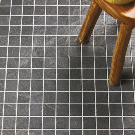 American Olean Charred Gray Constant Porcelain Tile - Straight Joint Lifestyle