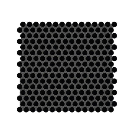American Olean Color Story Mosaics Black Ceramic Tile - Penny Rounds