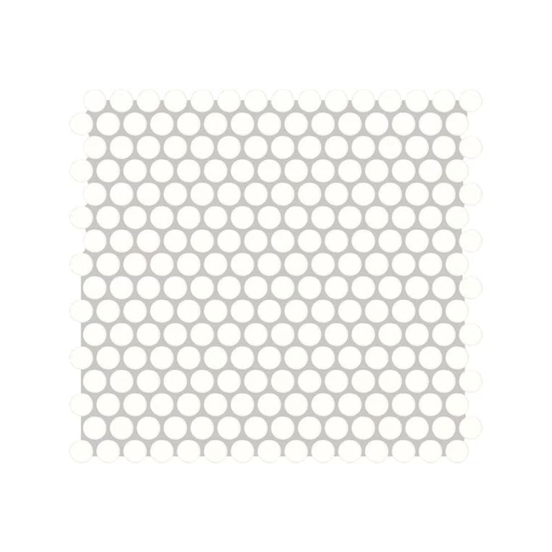 American Olean Color Story Mosaics Ice White Ceramic Tile - Penny Round