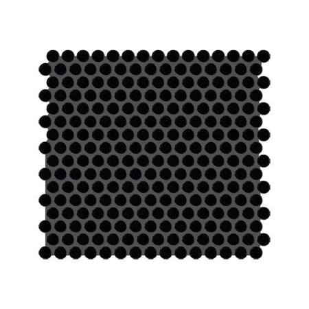 American Olean Color Story Mosaics Matte Black Ceramic Tile - Penny Rounds
