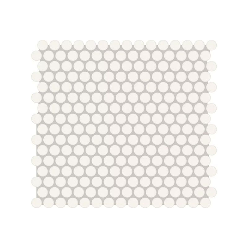 American Olean Matte Designer White Mosaic Tile - Penny Rounds