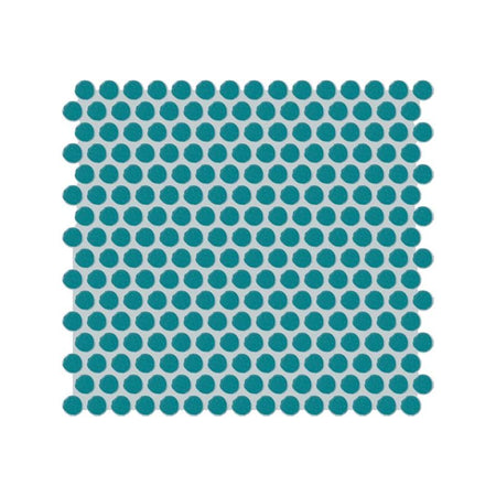 American Olean Color Story Mosaics Peacock Blue Ceramic Tile - Penny Rounds