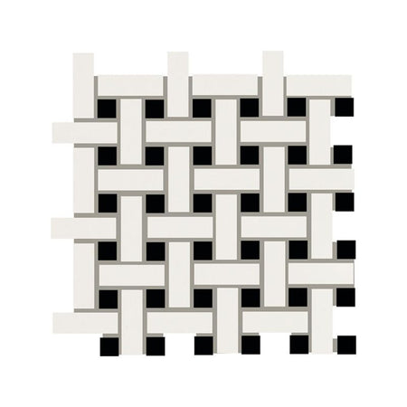 American Olean Color Story Mosaics White & Black Matte Tile - Basketweave