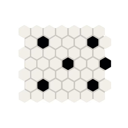 American Olean Color Story Mosaics White & Black Matte Tile - Hexagon