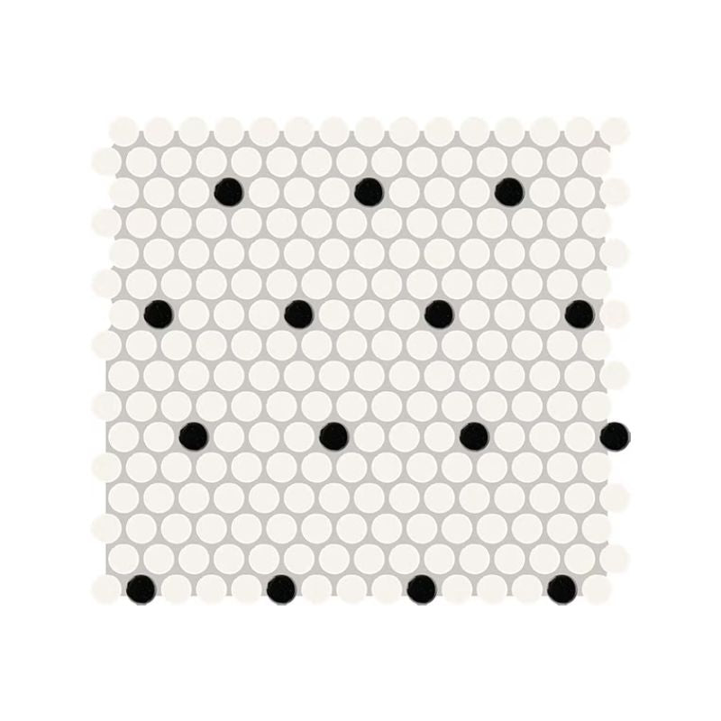 American Olean Color Story Mosaics White & Black Matte Tile - Penny Rounds