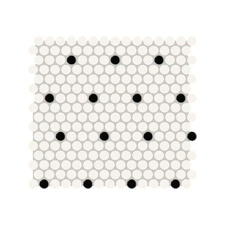 American Olean Color Story Mosaics White & Black Matte Tile - Penny Rounds