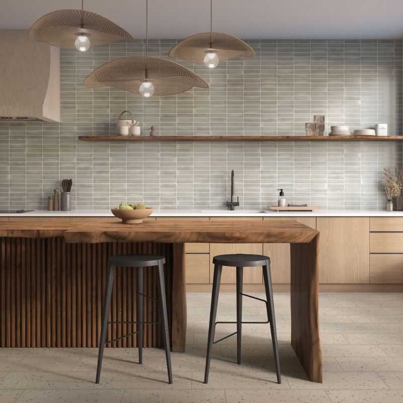 American Olean Conrad Brick Sage Ceramic Wall Tile - Lifestyle 1