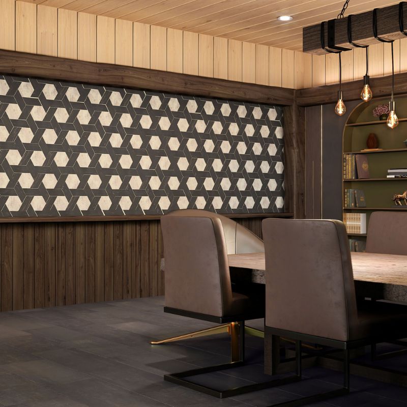 American Olean Historic Limestone Native Blend Mosaic - Lifestyle 1