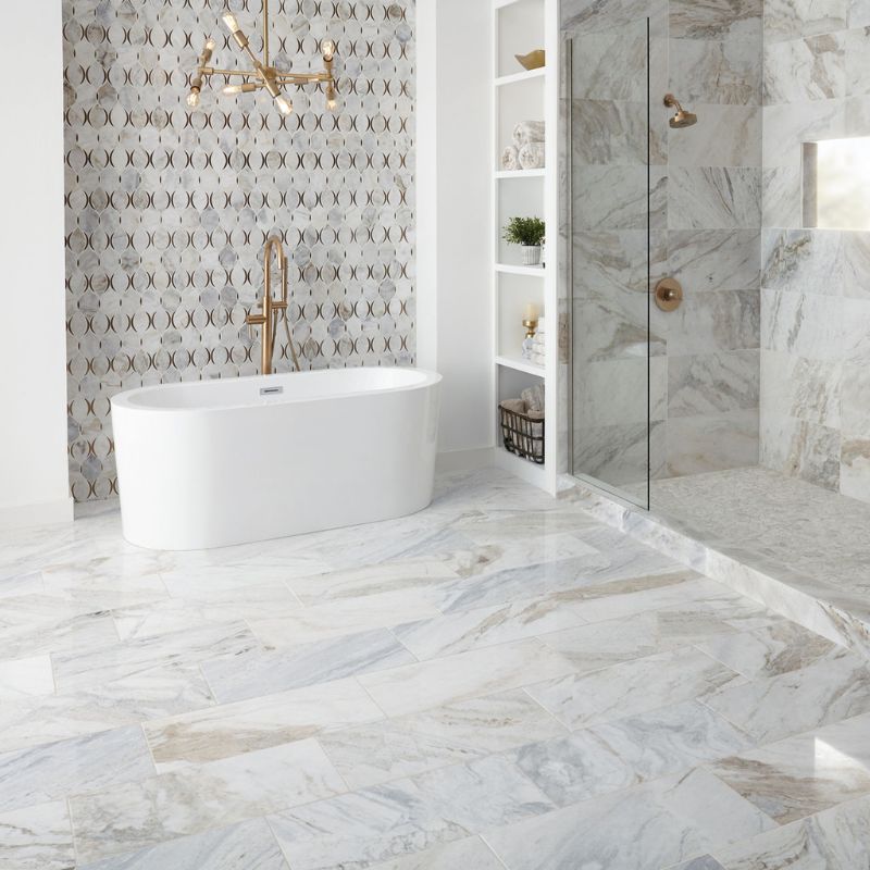 American Olean Lumen White Blend Mosaic Tile
