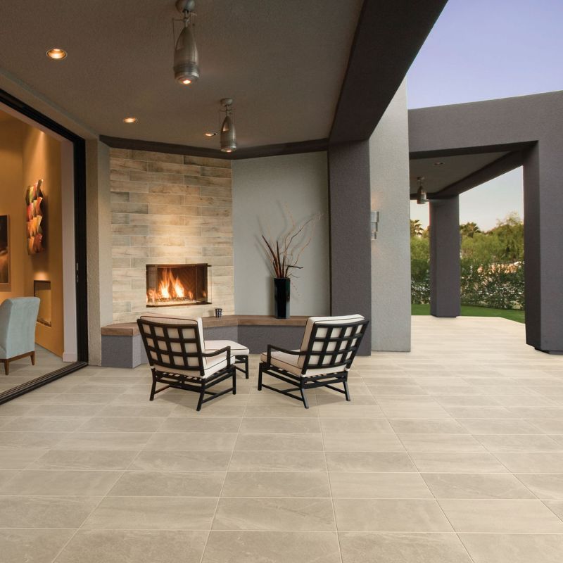 American Olean Merit Cool Beige Stone-Look Porcelain Tile - Lifestyle