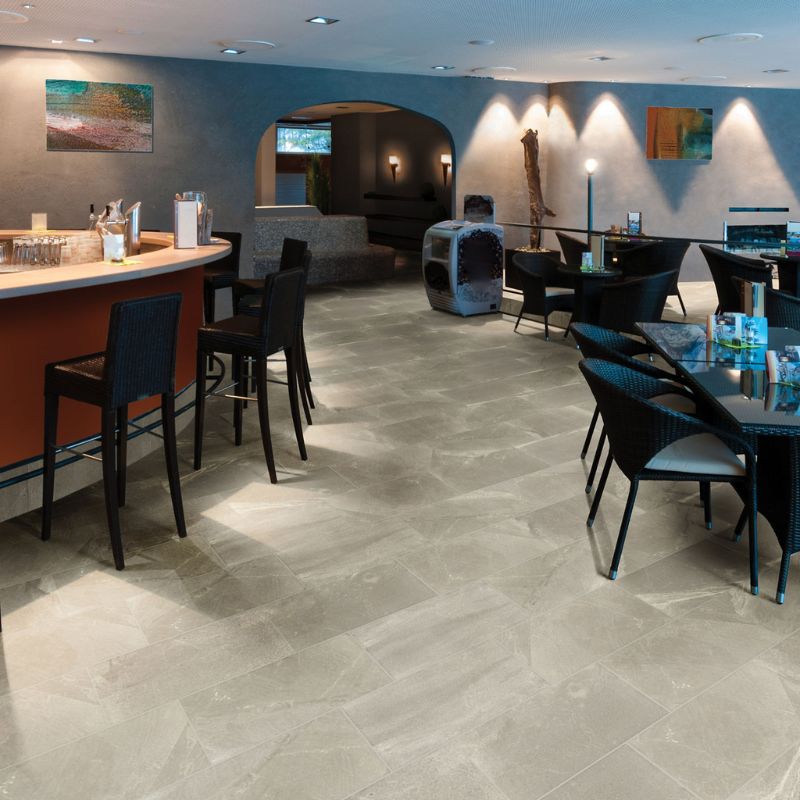 American Olean Merit Light Gray Stone-Look Tile - Lifestyle