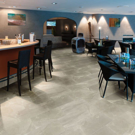 American Olean Merit Light Gray Stone-Look Tile - Lifestyle