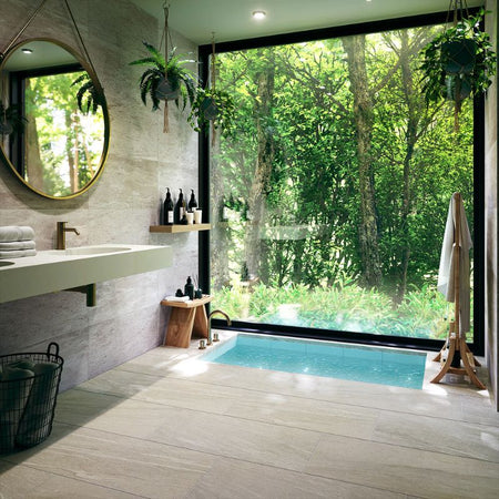American Olean Montesano Light Gray Stone Tile - Lifestyle (2)