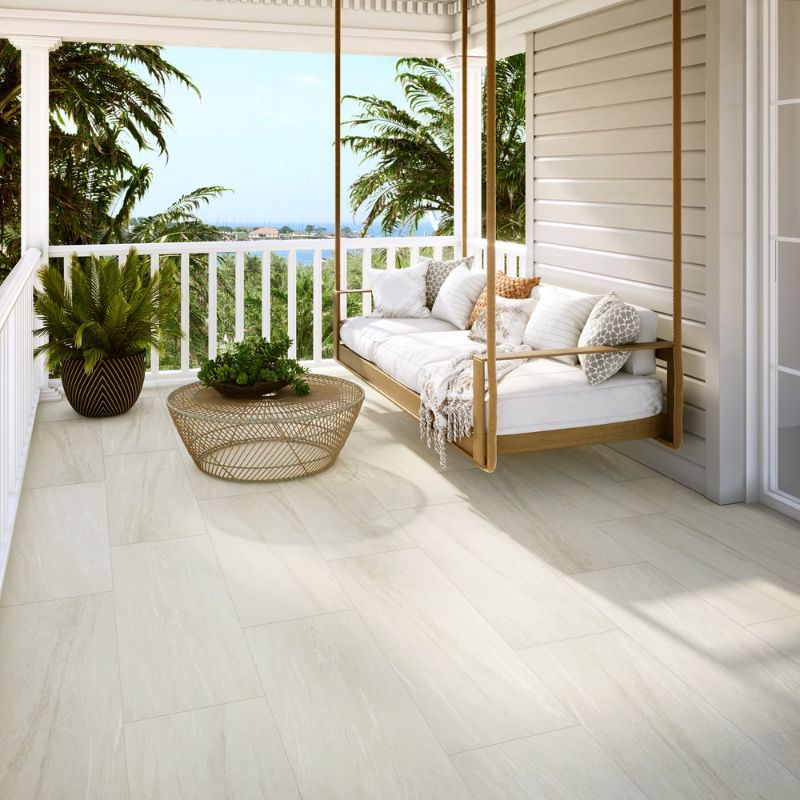 American Olean Montesano White Stone-Look Porcelain Tile - Lifestyle