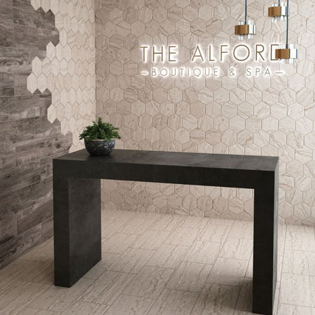 American Olean Mythique Marble Botticino Tile - Lifestyle (Storefront)
