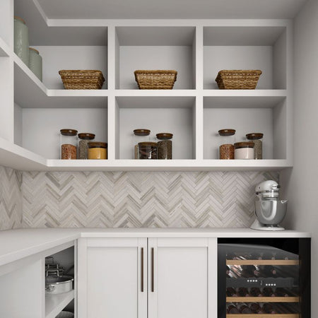 American Olean Open Horizon Ascend Stone Mosaic Tile - Chevron Lifestyle