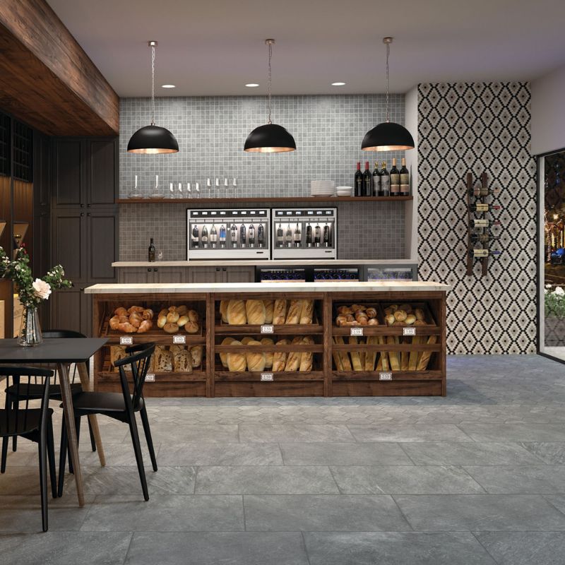 American Olean Solstice Autumn Grey Porcelain Tile - Lifestyle (Kitchen)