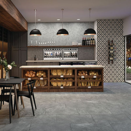 American Olean Solstice Autumn Grey Porcelain Tile - Lifestyle (Kitchen)