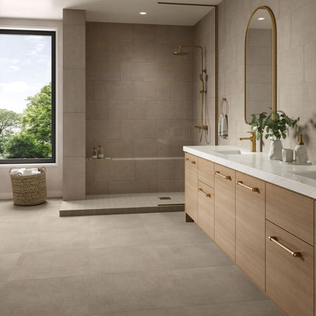 American Olean Stitchmark Cashmere Tan Fabric-Look Porcelain Tile - Lifestyle 2