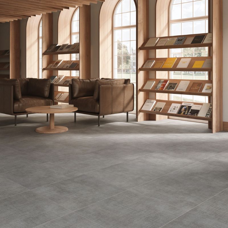 American Olean Stitchmark Jersey Gray Fabric-Look Porcelain Tile - Lifestyle 2