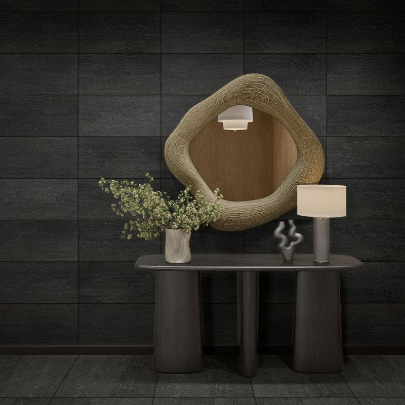 American Olean Theoretical Evolved Abstract Black Concrete-Look Porcelain Tile - Quality Home Distribution