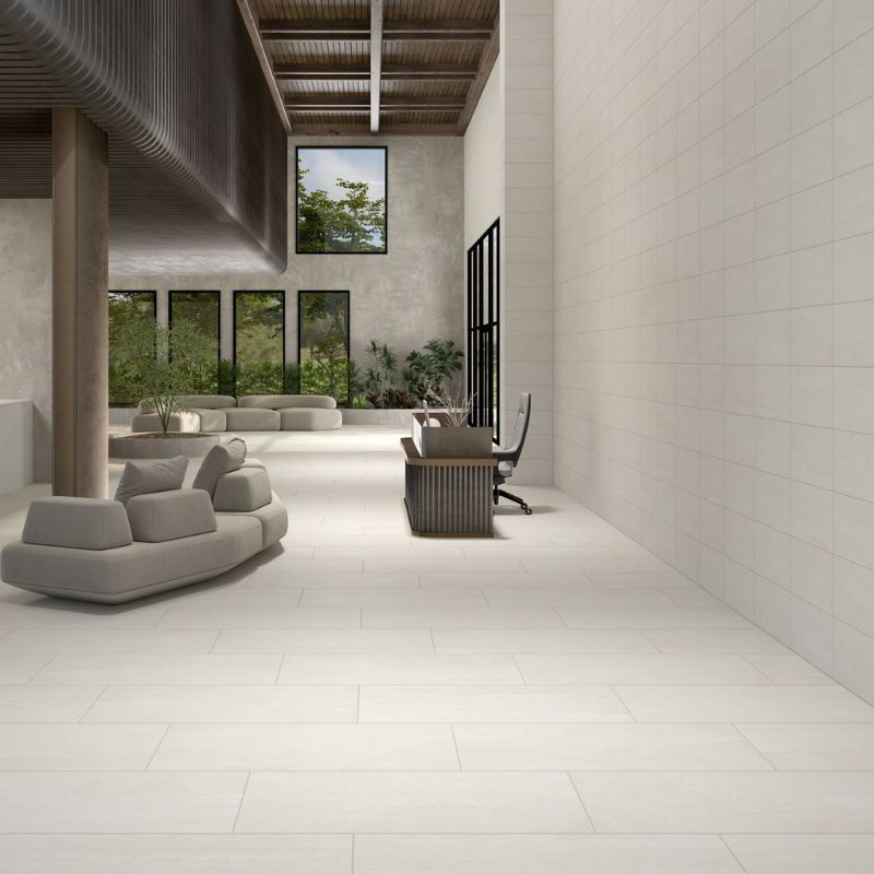 American Olean Theoretical Evolved Candid Cream Concrete-Look Porcelain Tile - Lifestyle 1