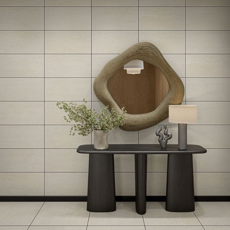 American Olean Theoretical Evolved Candid Cream Concrete-Look Porcelain Tile - Lifestyle 2