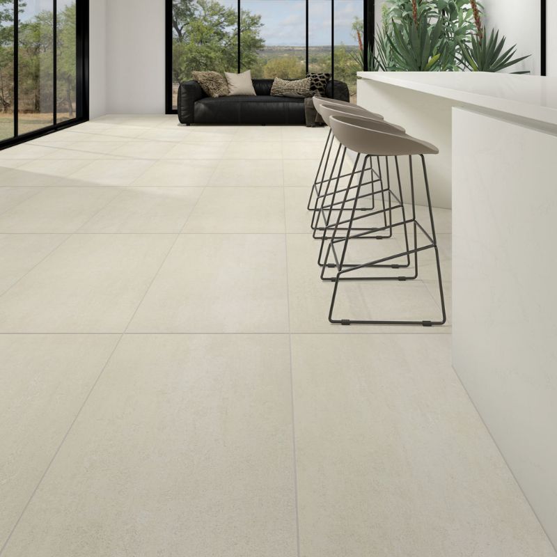 American Olean Theoretical Evolved Candid Cream Concrete-Look Porcelain Tile - Lifestyle 3